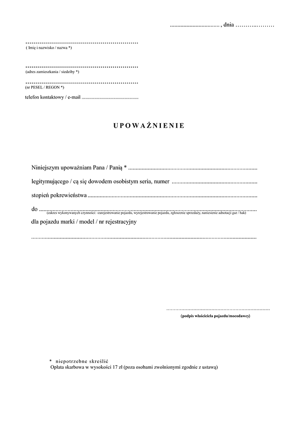 RWP U Upowa nienie Rejestracja wyrejestrowanie Pojazdu Wz r Do rwp-u-upowa-nienie-rejestracja-wyrejestrowanie-pojazdu-wz-r-do