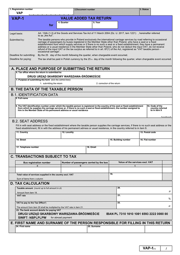 VAP-1en (1) VALUE ADDED TAX RETURN | wzór do pobrania online