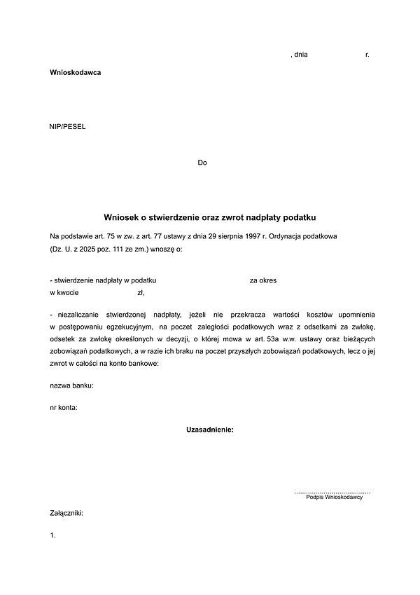 Wniosek O Stwierdzenie Oraz Zwrot Nadp aty Podatku Wz r Do Pobrania wniosek-o-stwierdzenie-oraz-zwrot-nadp-aty-podatku-wz-r-do-pobrania
